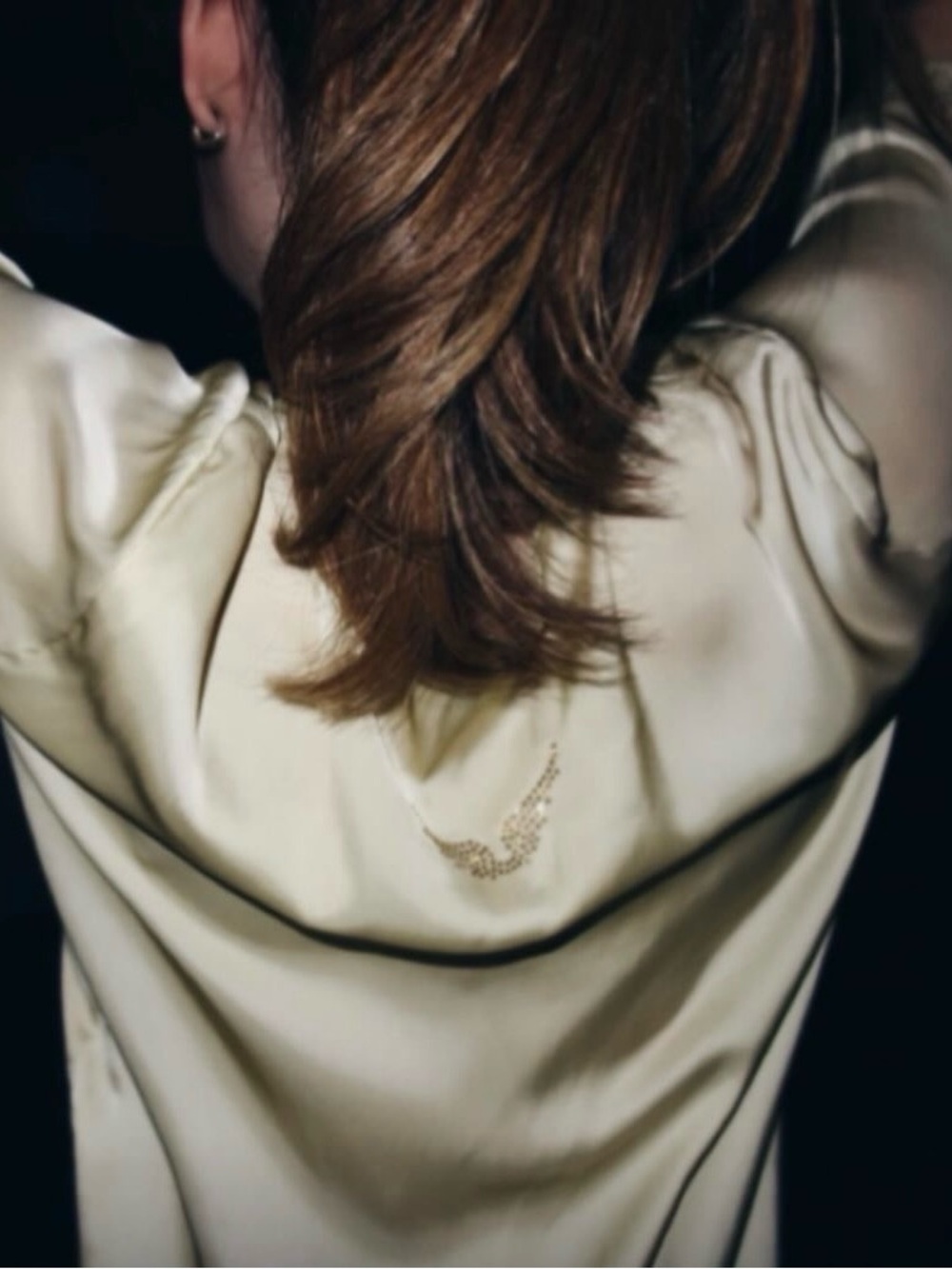 Pastel yellow/gold zadig & Voltaire silk Blouse with Embellished Back Detail